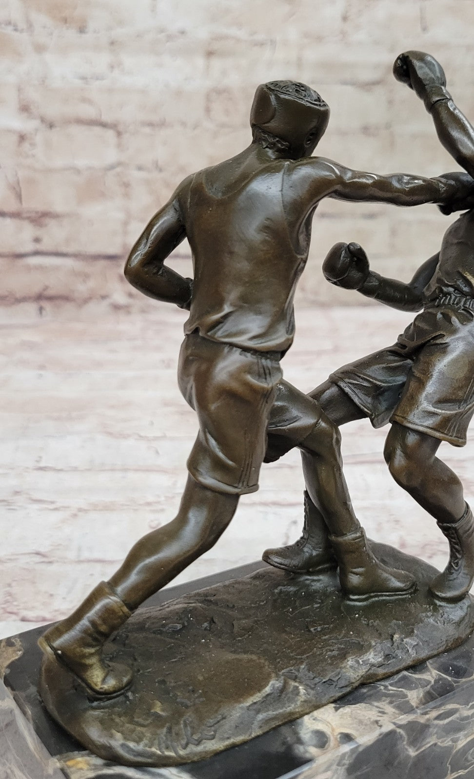 Home/Office Art Deco Bronze Statue Signed Original Milo Last Round Boxer Boxing