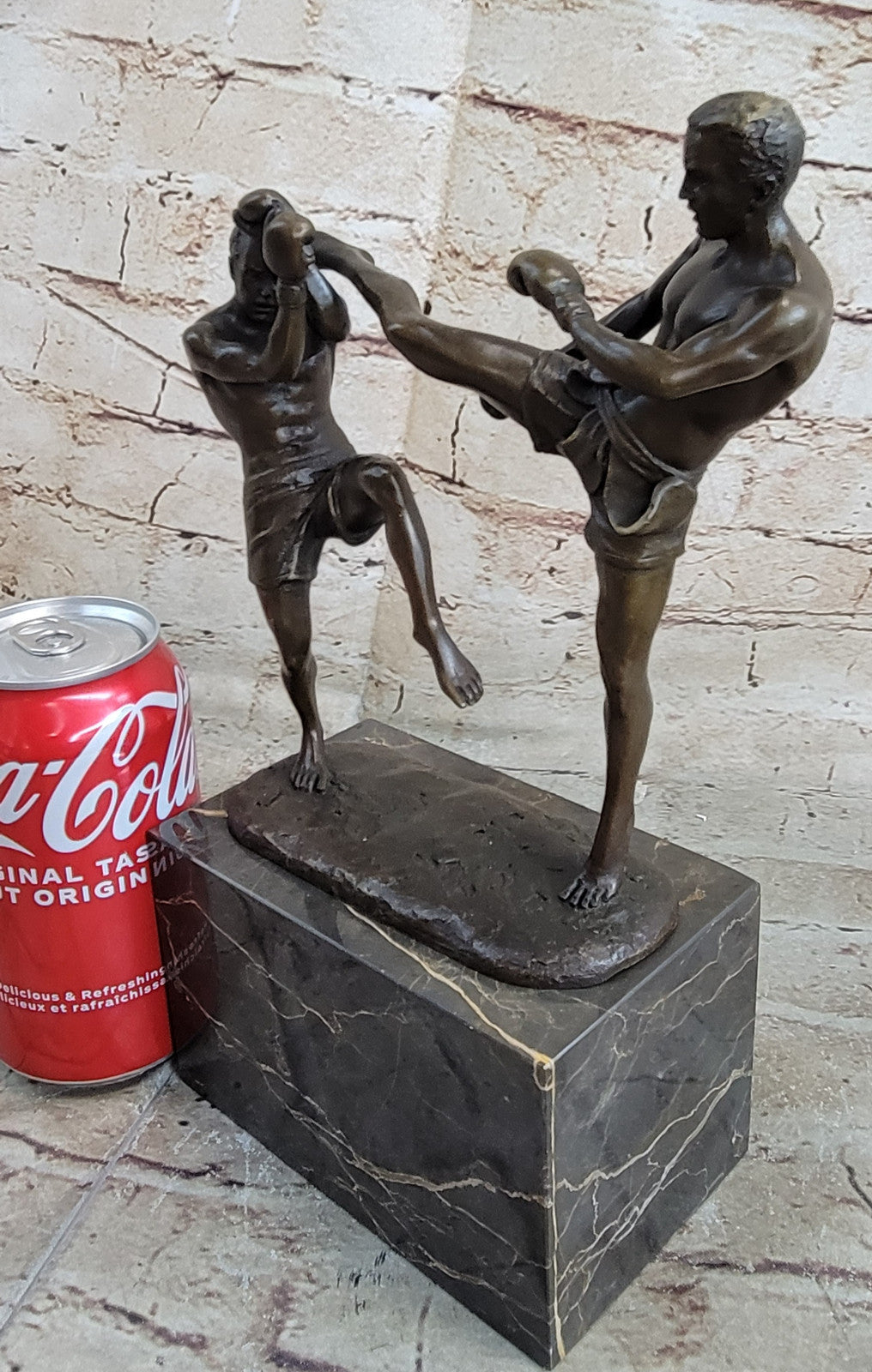 Bronze Sculpture Match Sport Kick Boxer Hot Cast Hand crafted Artwork Figure Art