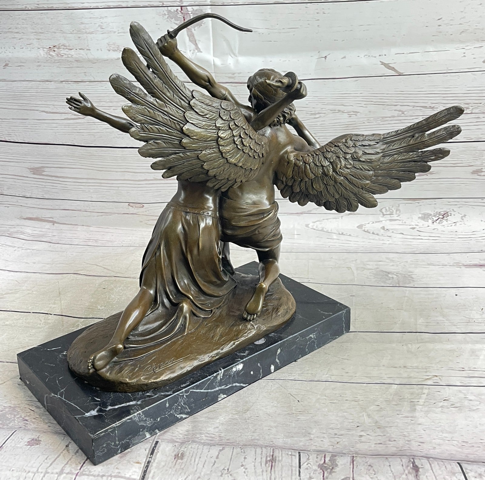 Bronze Anniversary Gift: Cupid & Psyche Love Sculpture by Cesaro Hand Made