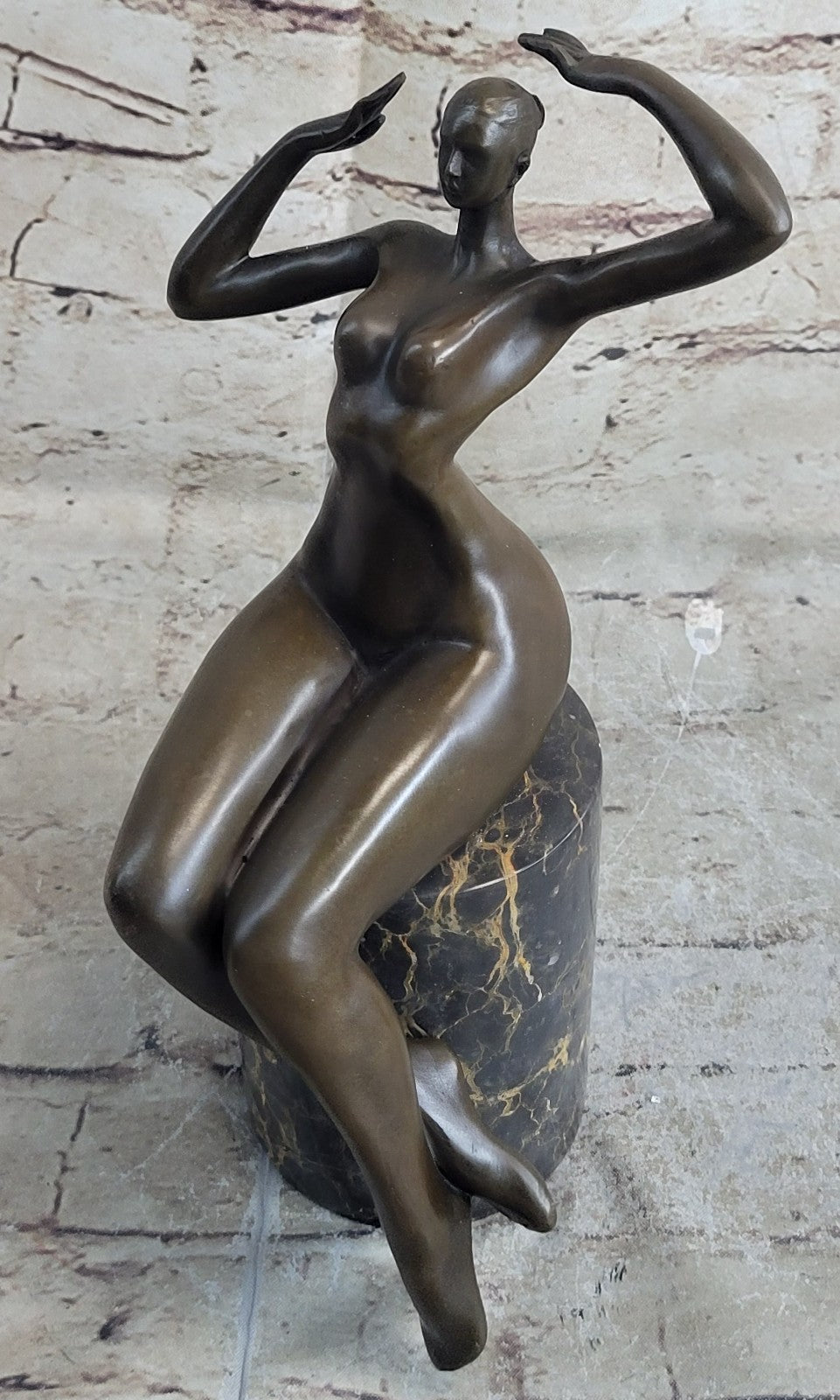 Modern Abstract Brutalist Cast Bronze Sculpture Female Figure Botero-style