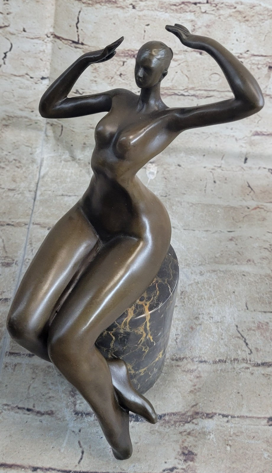 Modern Abstract Brutalist Cast Bronze Sculpture Female Figure Botero-style