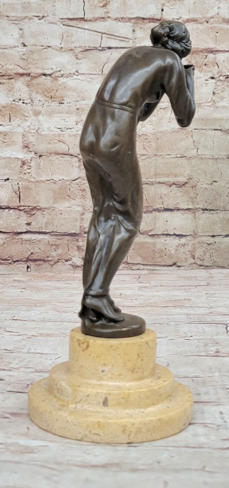 Art Deco Sculpture Woman Carry Water Bottle Girl Bronze Statue Figurine Decor