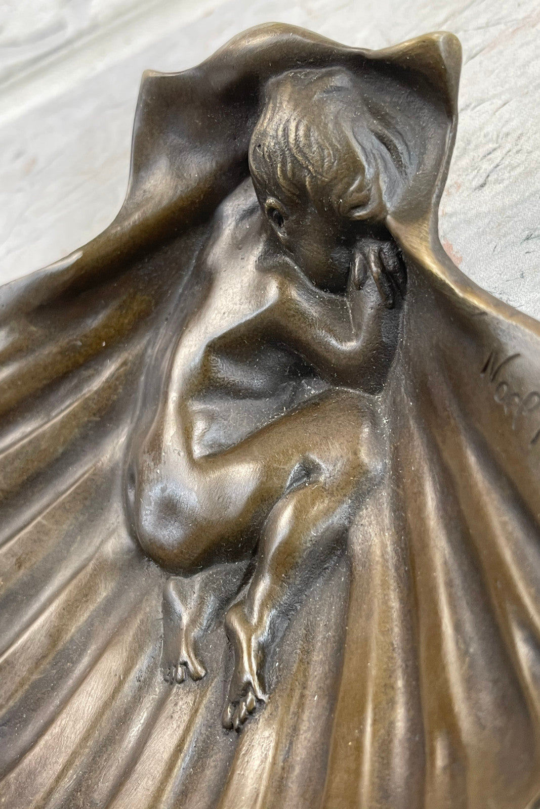 Art Deco Erotic Nude Boy Ashtray Bronze Sculpture Figurine Figure Decor Figure