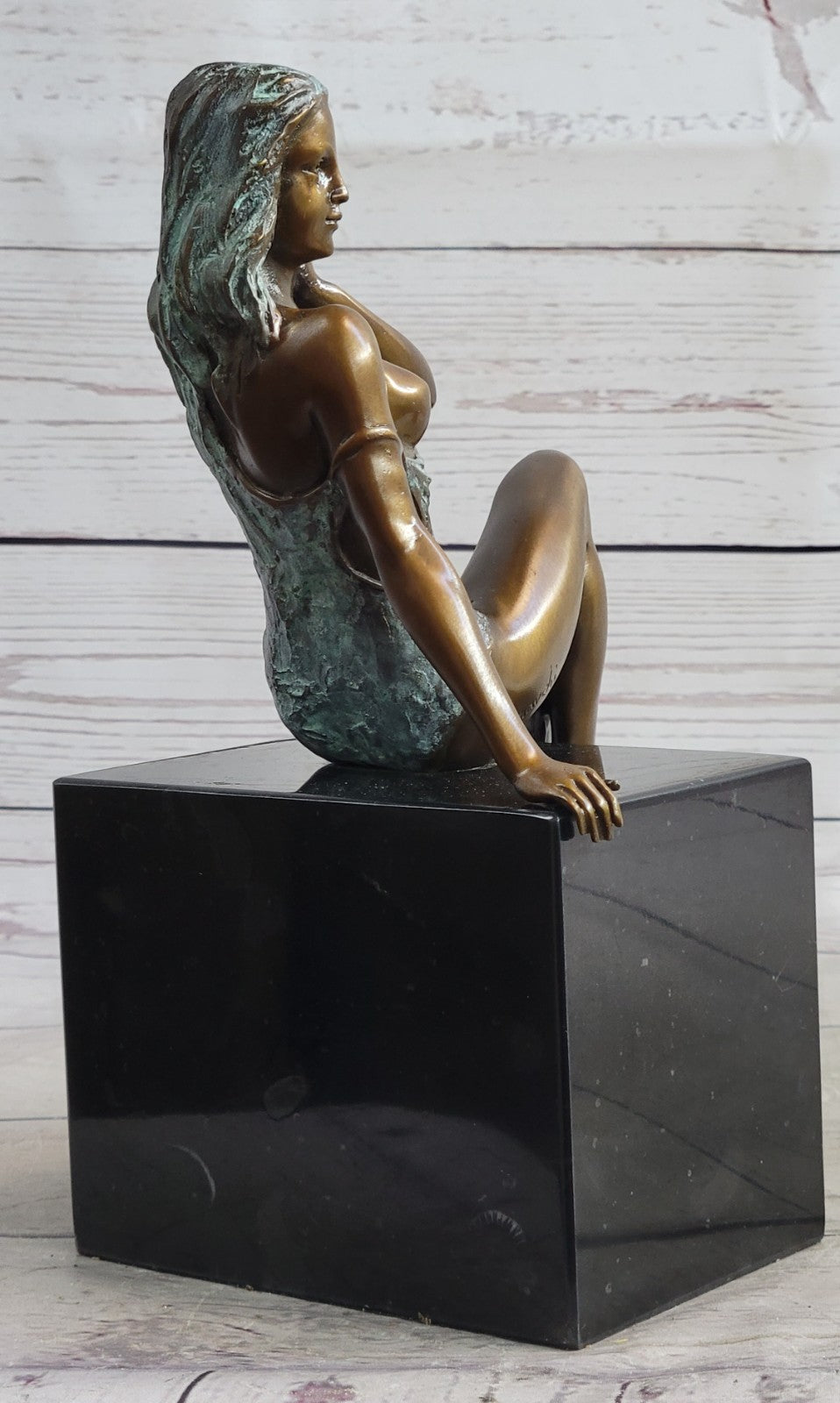 Nude Girl Real Bronze Sculpture Hot Sexy Erotic Original Signed Home A