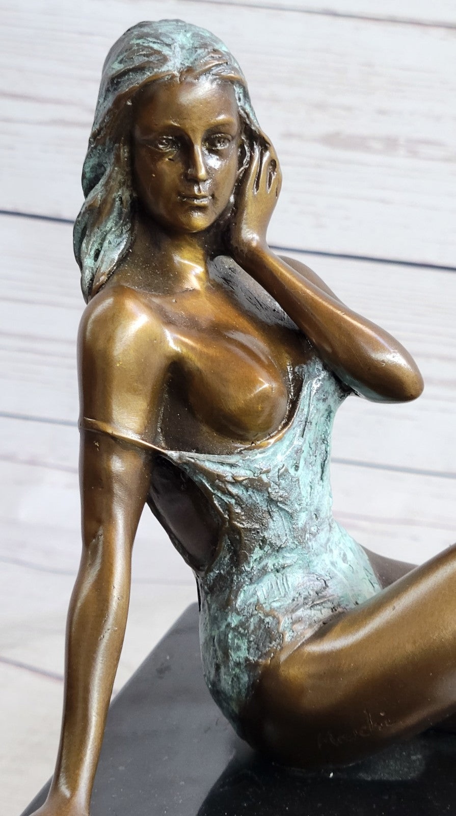 Nude Girl Real Bronze Sculpture Hot Sexy Erotic Original Signed Home A