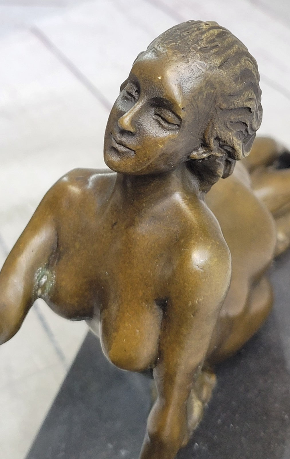 Bronze Sculpture Nude Girl w Goat Animal Lovers Classic Artwork by Vitaleh Aldo