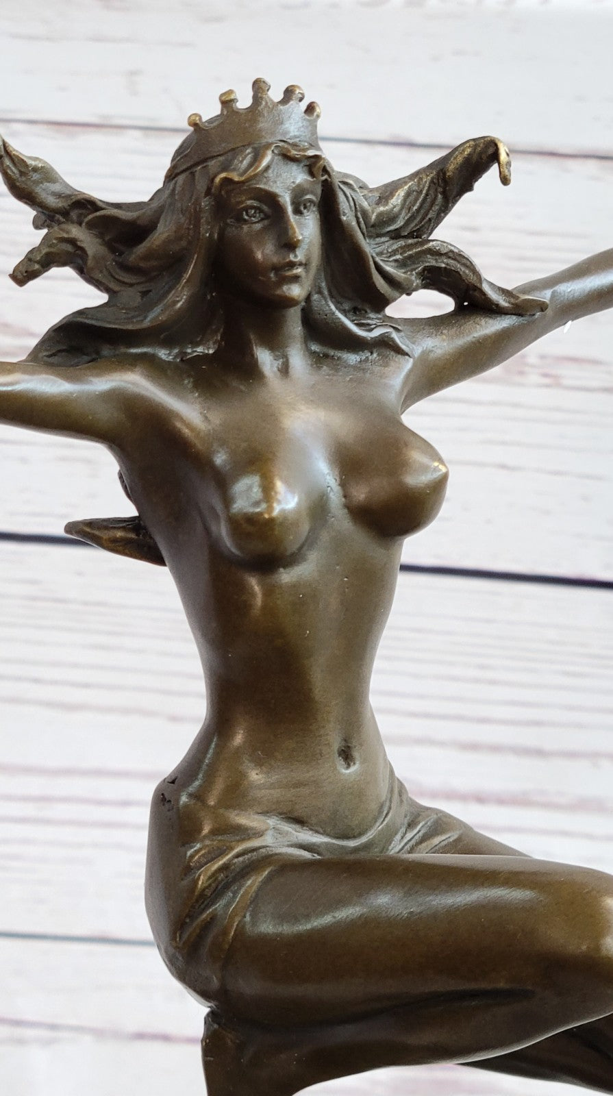 Art Deco Hot Cast Atlas Lady Woman Female Warrior by Mario Nick Nude Bronze