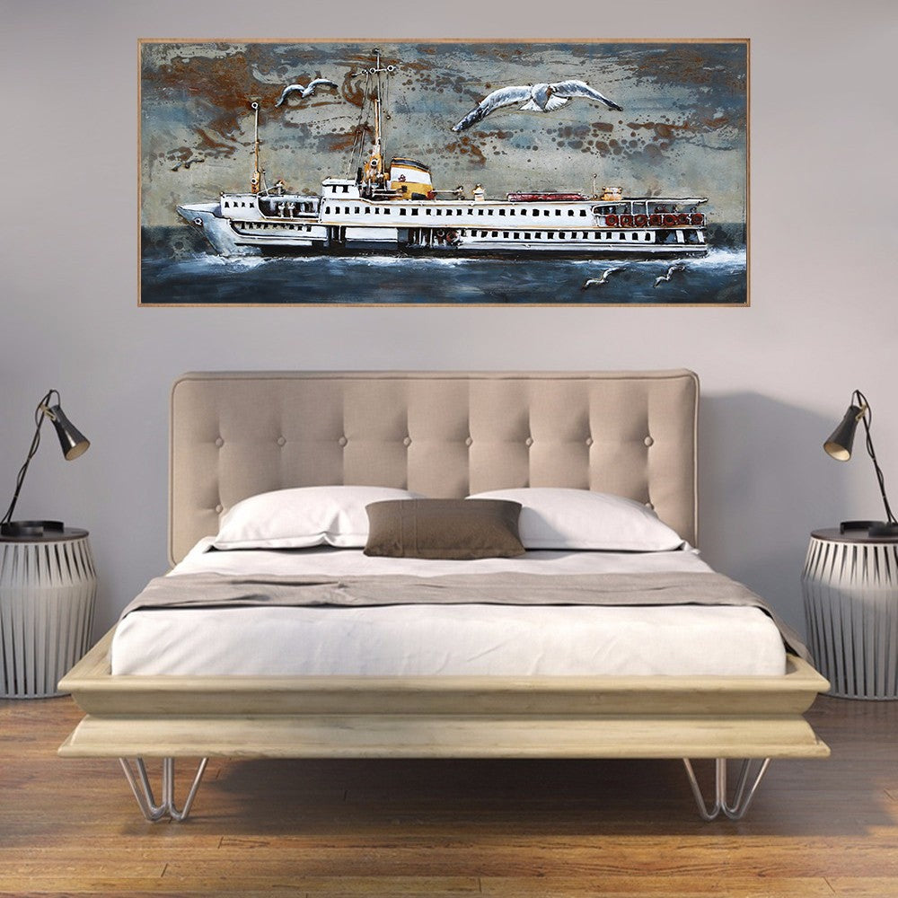 Titanic painting oil on canvas / seascape Titanic boat original artwork figurine