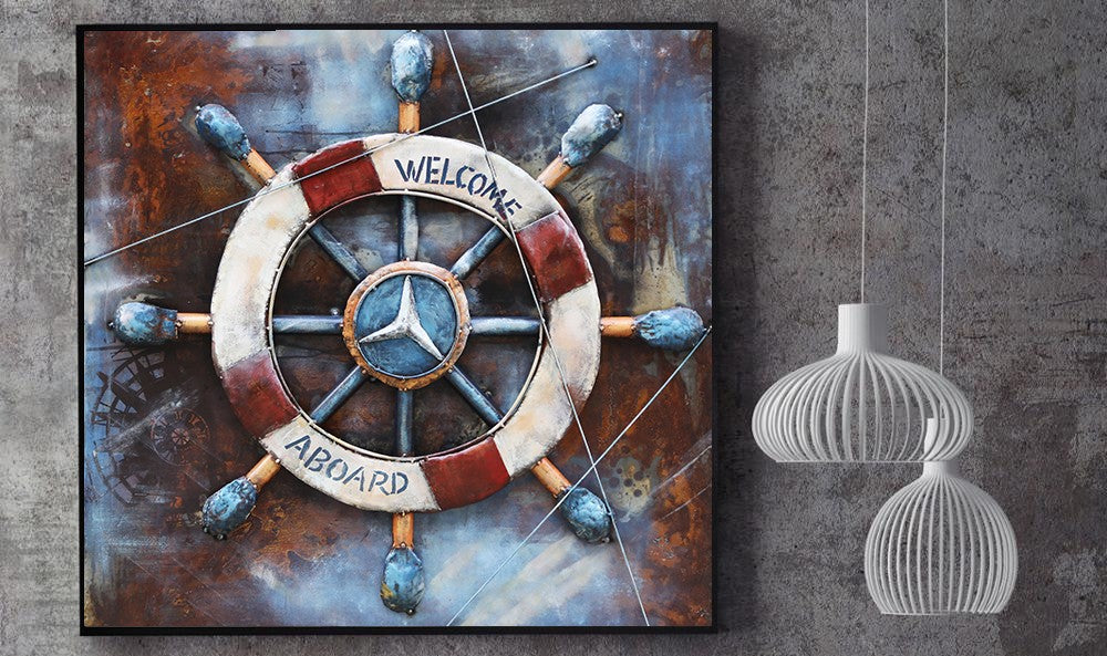  DiaLFa Coastal Canvas Wall Art Retro Boat Anchor