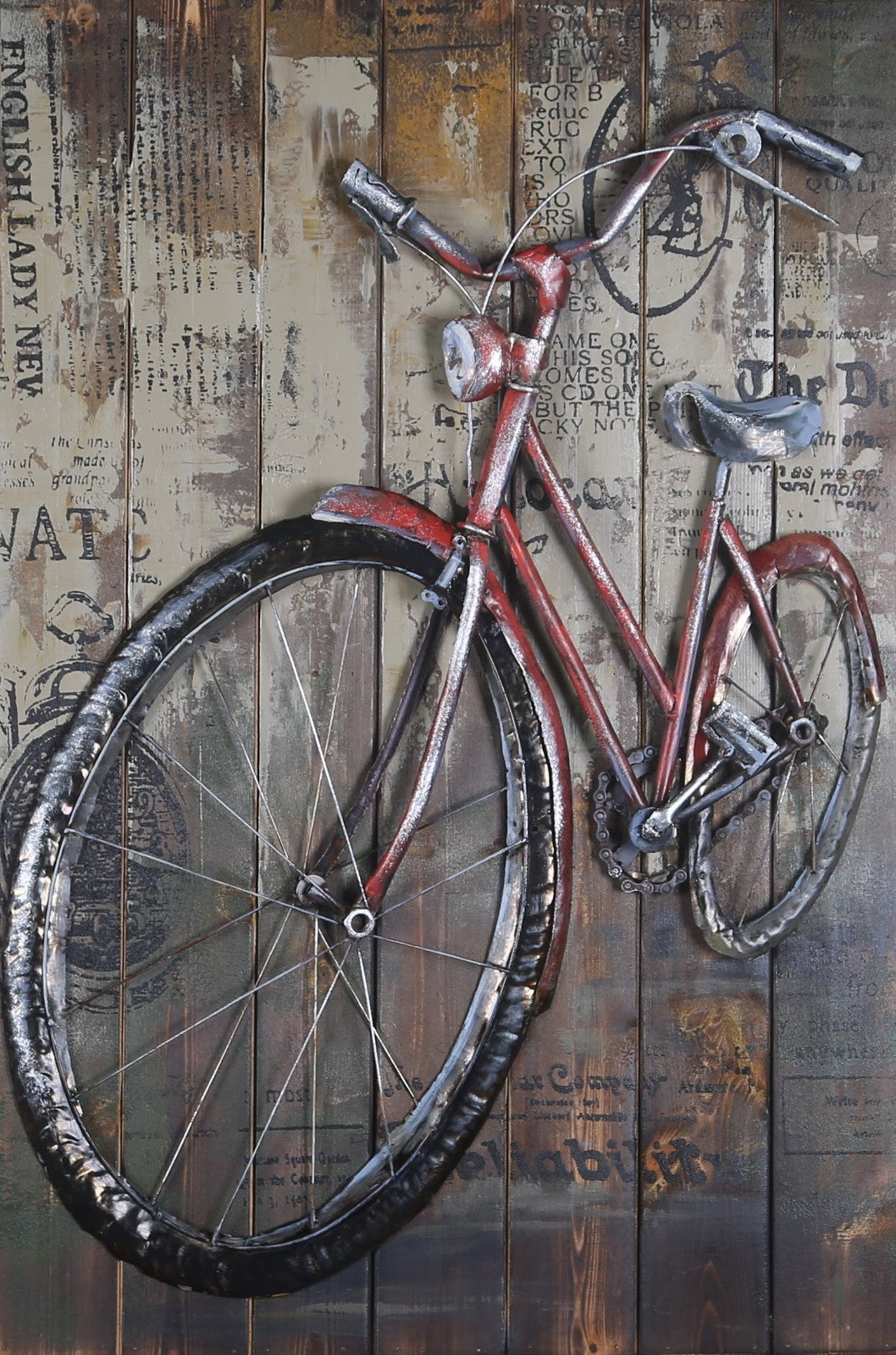 Still life metal painting wall arts modern 3d art wall iron bicycle home decor