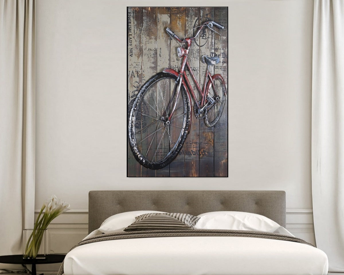 Still life metal painting wall arts modern 3d art wall iron bicycle home decor