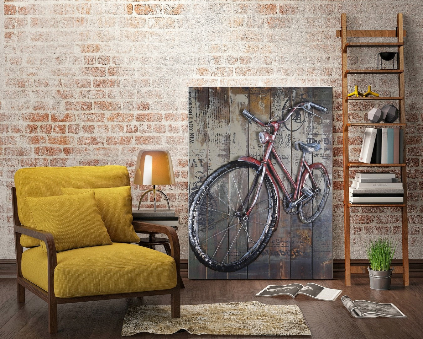 Still life metal painting wall arts modern 3d art wall iron bicycle ho