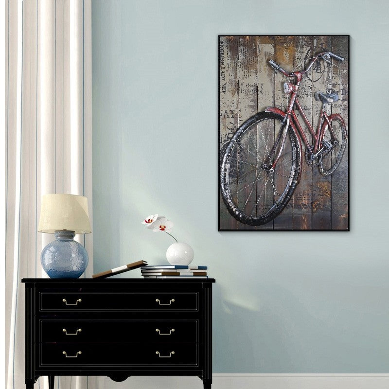 Still life metal painting wall arts modern 3d art wall iron bicycle home decor