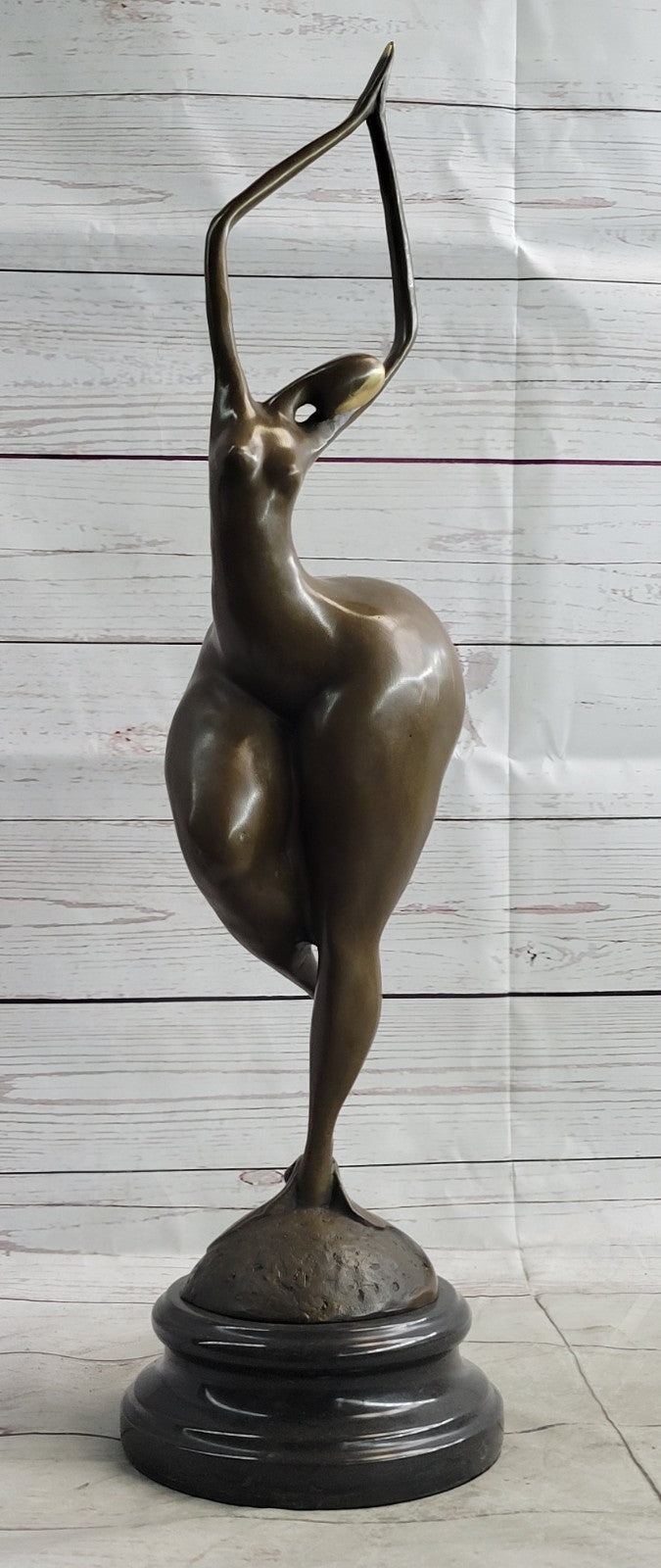 Signed: Milo BRONZE NUDE WOMAN FIGURE ABSTRACT MODERN ART, MARBLE BASE HOT CAST