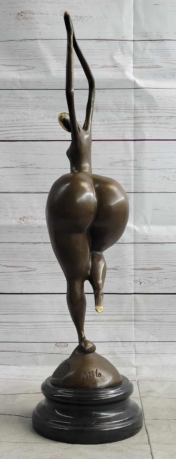 Signed: Milo BRONZE NUDE WOMAN FIGURE ABSTRACT MODERN ART, MARBLE BASE HOT CAST