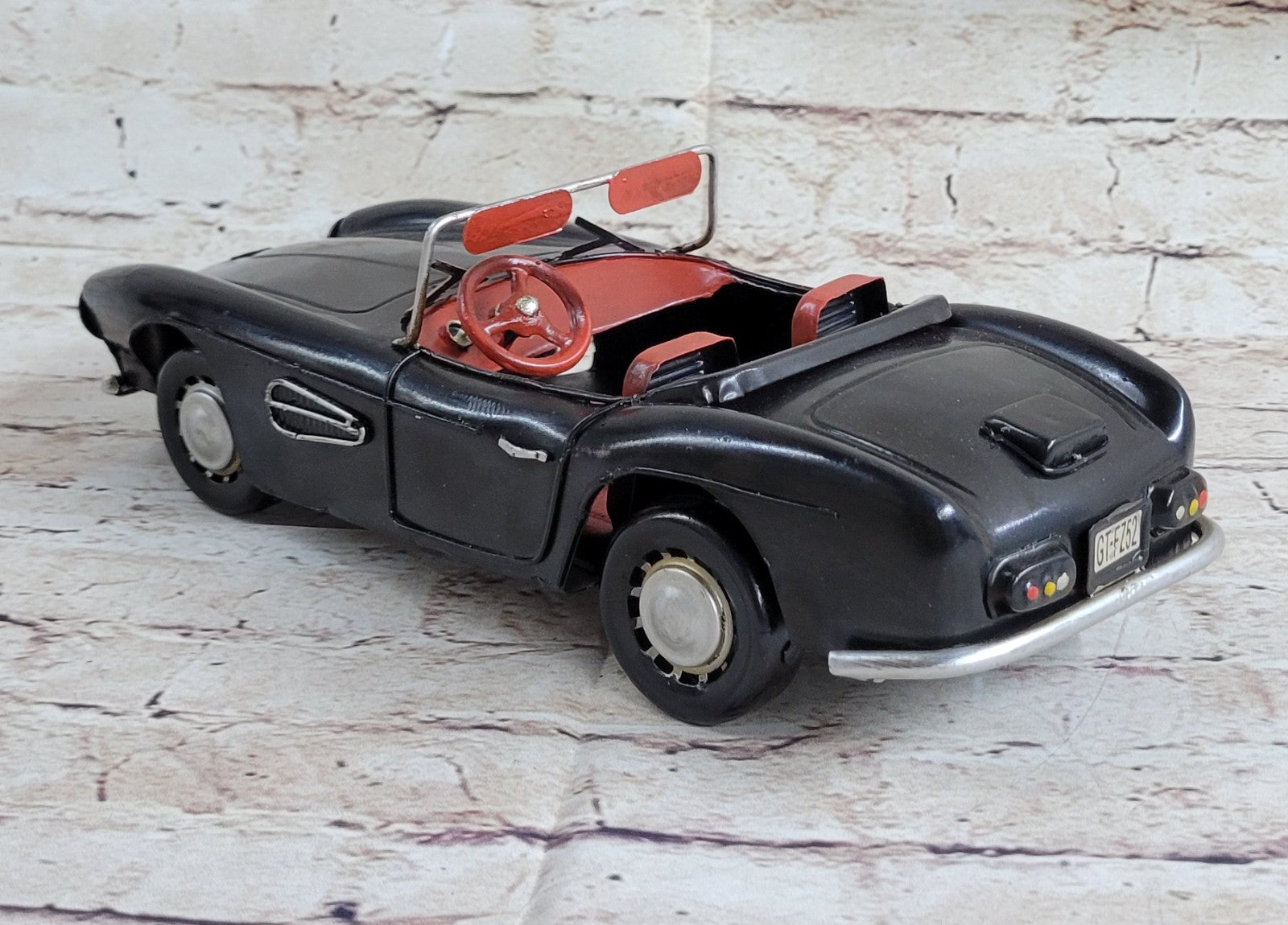 1957 BMW 507 Black Metallic with Red Interior 1/12 Diecast Model Car Office Decor