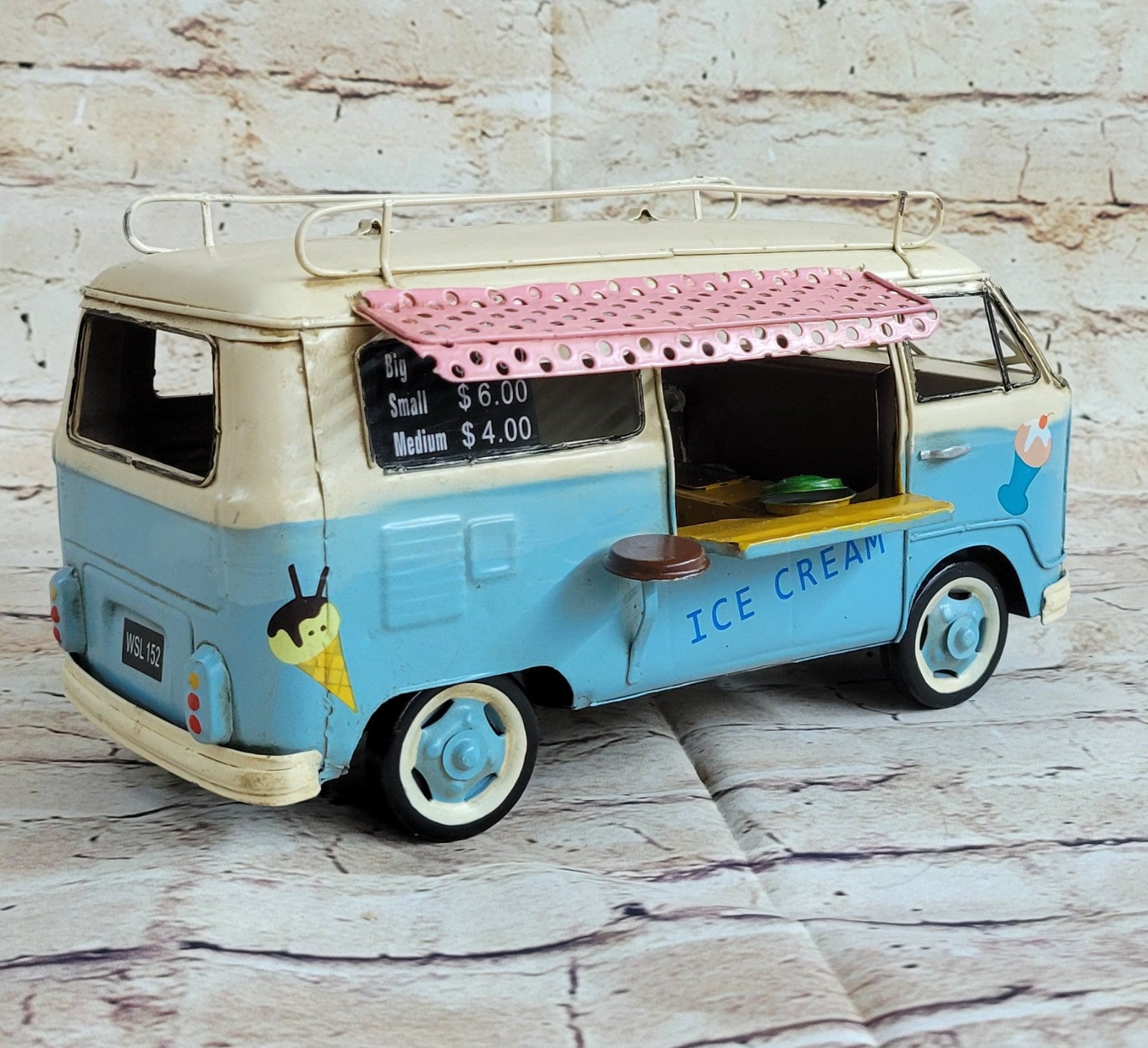 Fast Food Ice Cream Truck 1:18 Scale Car Model Diecast Gift Toy Vehicl