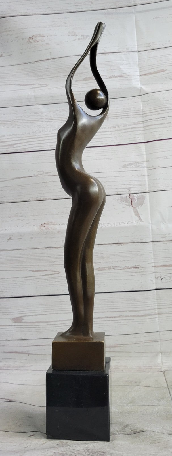 Artistic Mid Century Bronze Sculpture: Large 21.5" Female Figure, Modern Office Decoration
