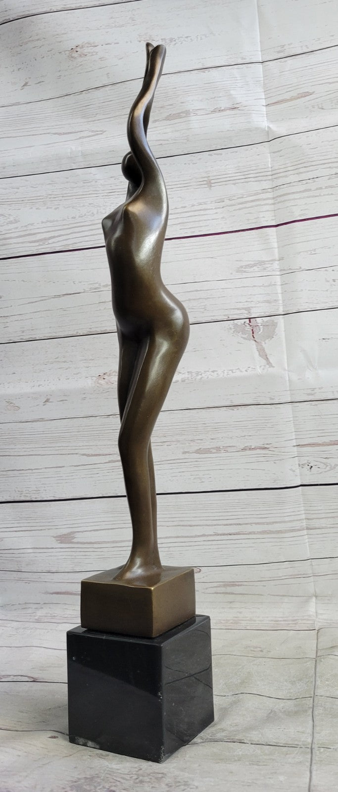 Artistic Mid Century Bronze Sculpture: Large 21.5" Female Figure, Modern Office Decoration