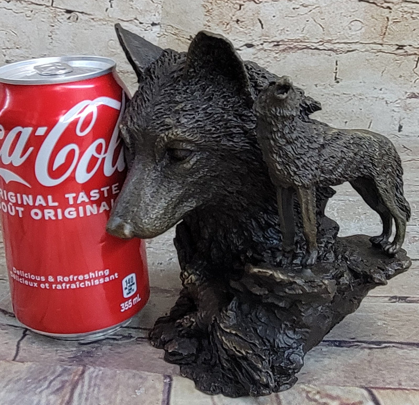 Art Decor Collectible Original Milo Wolf Wolves Bust Bronze Sculpture Statue