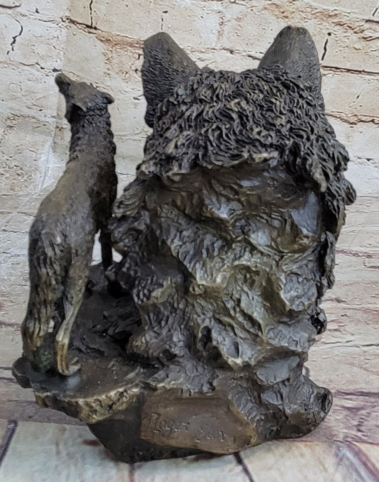 Art Decor Collectible Original Milo Wolf Wolves Bust Bronze Sculpture Statue