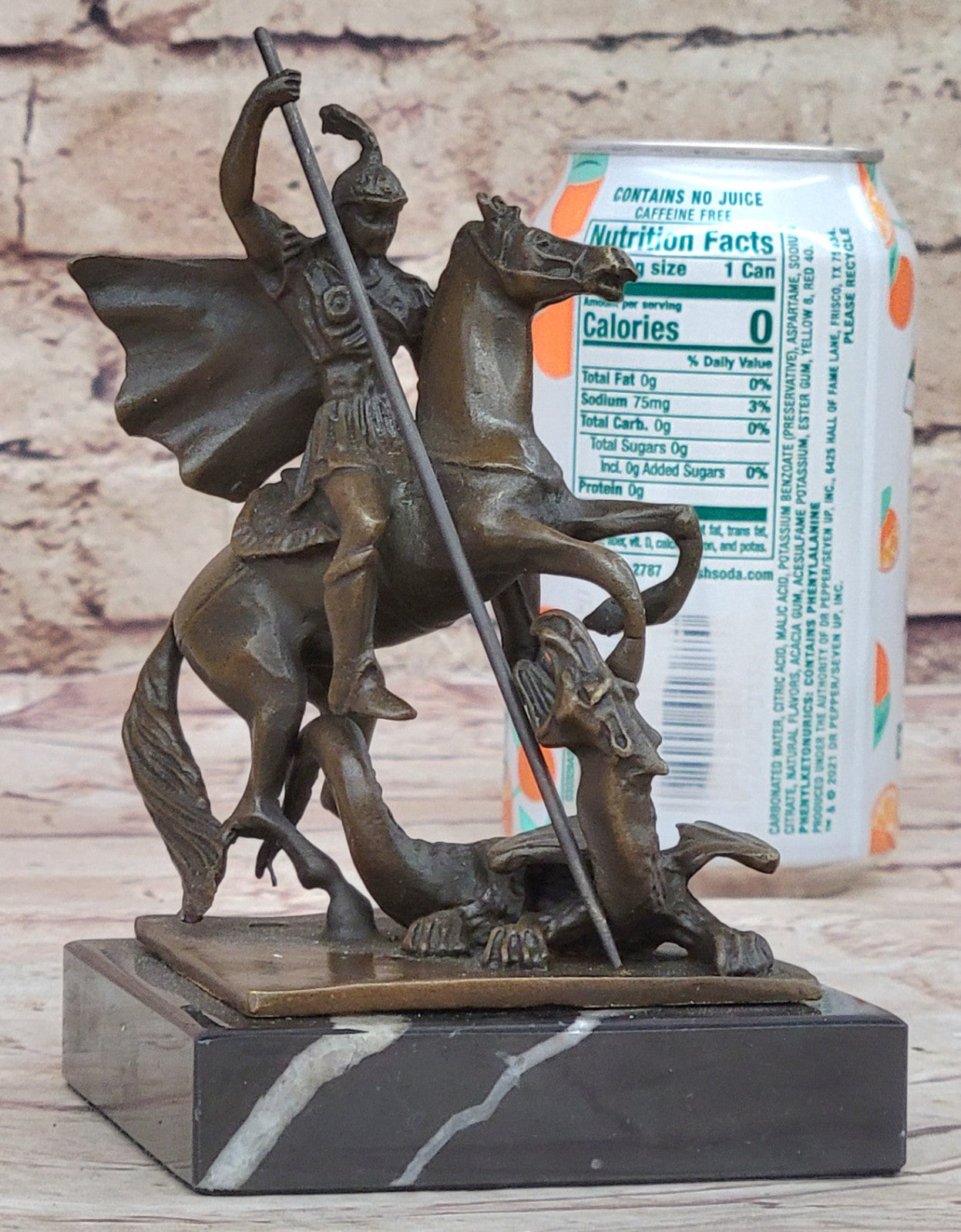 Saint Michael Police Officer Law Enforcement Dragon Slayer Bronze Marble Statue