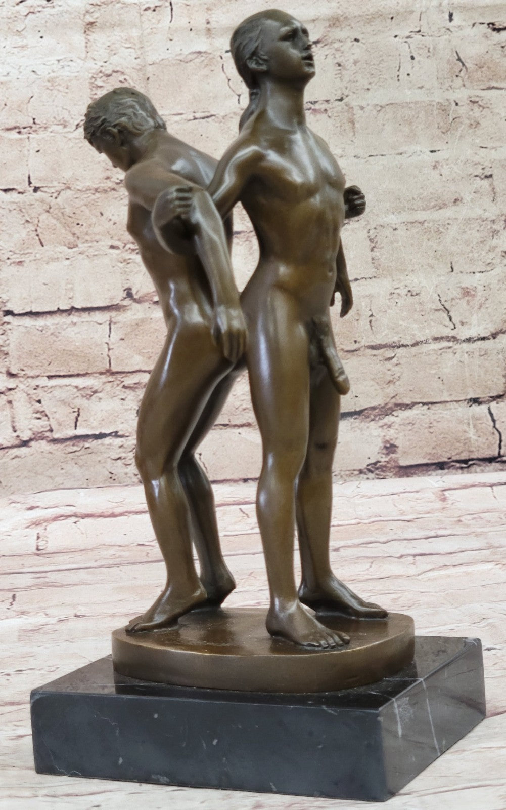 Playful Nude Gay Men Bronze Statue Sculpture Erotic Art Signed Original