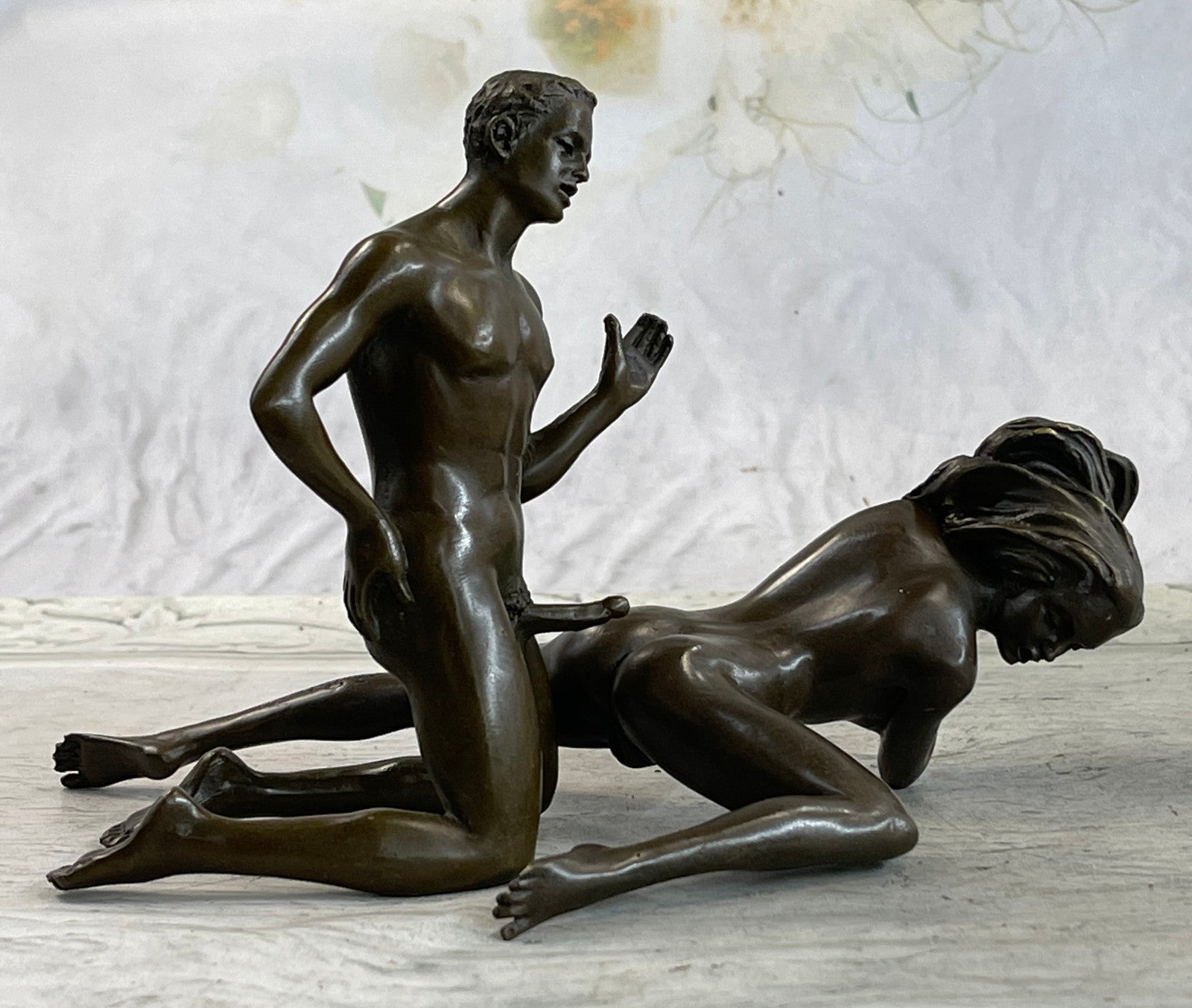 Bronze Sculpture Nude Man and Woman Art With Sculpture Statue Figurine Decor