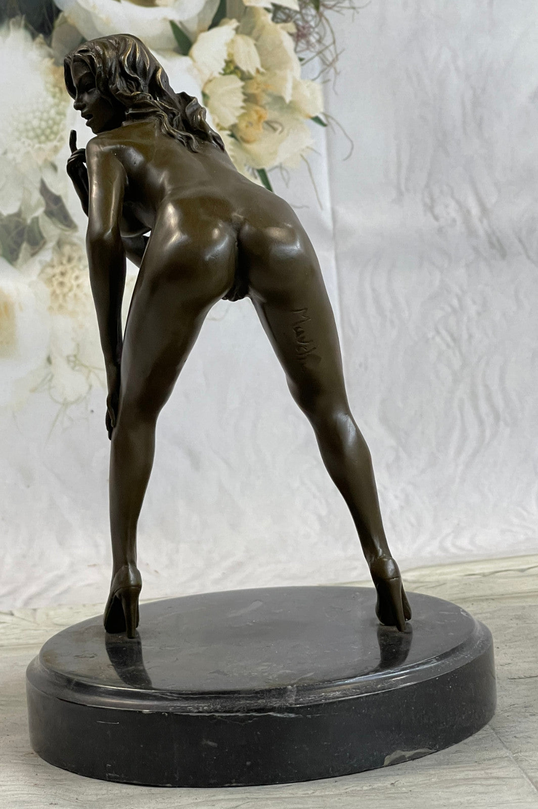 Signed High Quality Mavchi Art Deco Bronze Nude Girl Plinth Statue Sale Deal Art