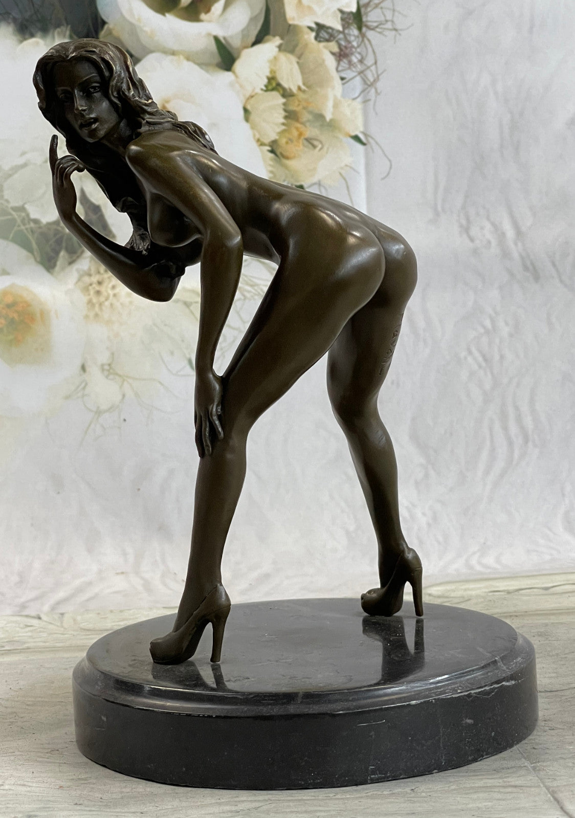 Signed High Quality Mavchi Art Deco Bronze Nude Girl Plinth Statue Sale Deal Art