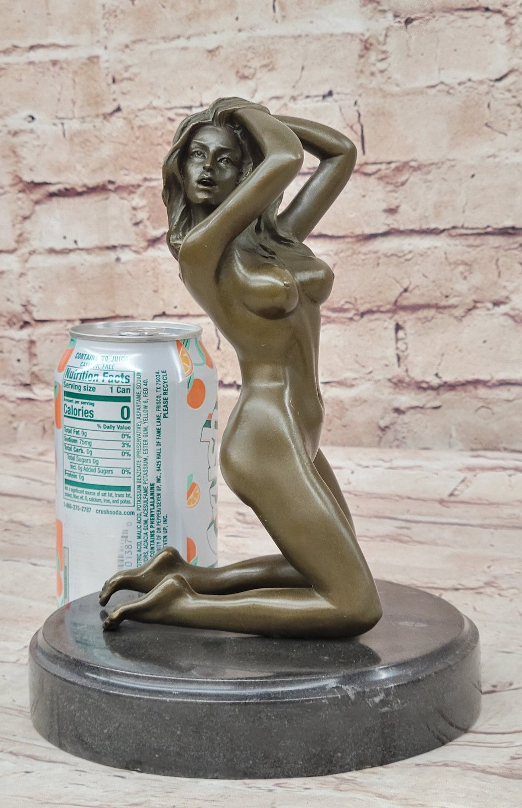 Signed Real Bronze on Marble Base Bookend Sculpture Nude Girl Exposed