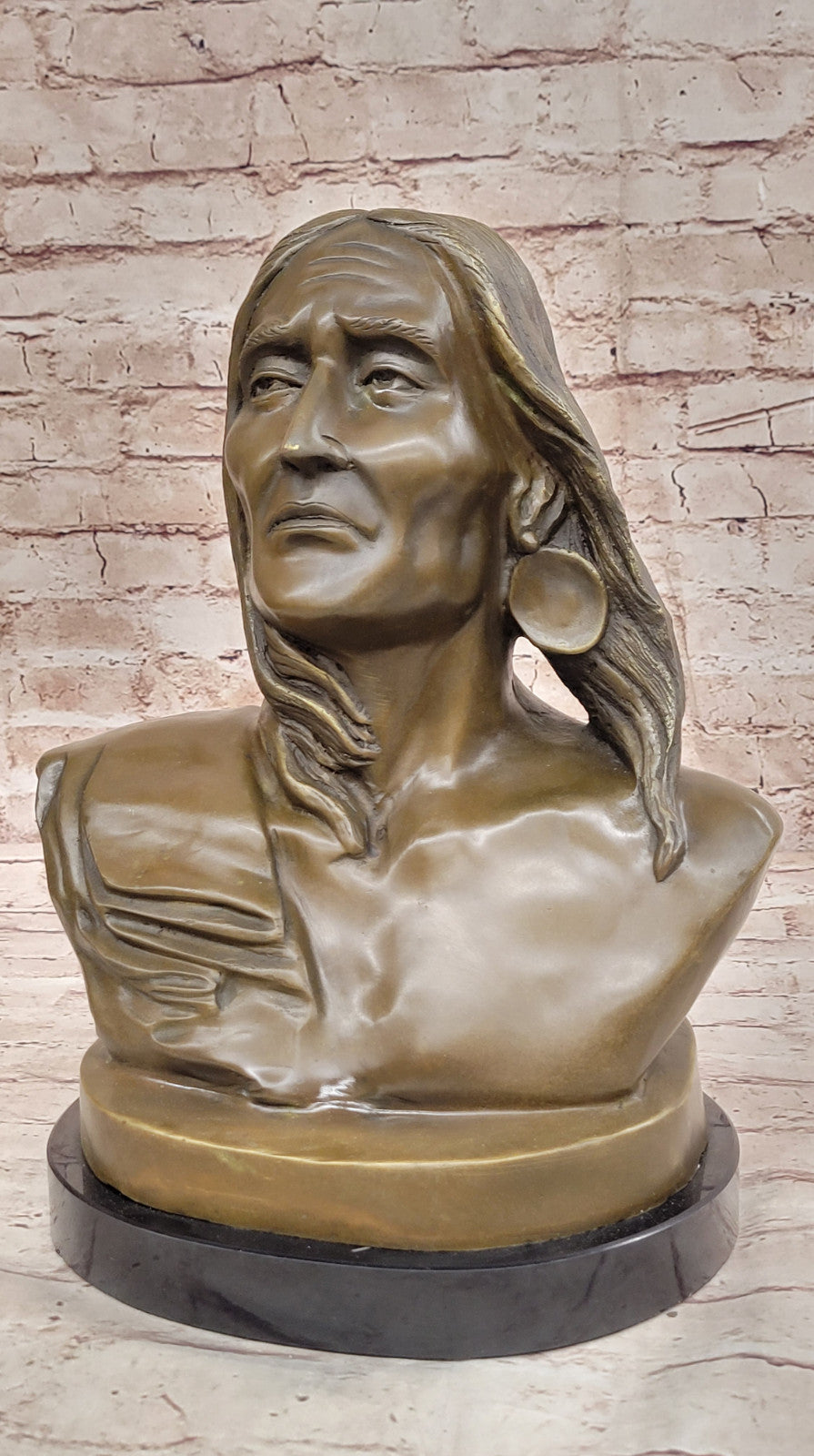 Authentic Milo Native American Chief Warrior Bronze Bust Sculpture Sale