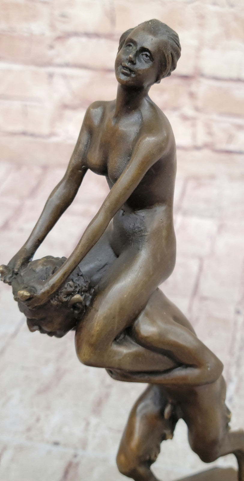 Signed Franz Bergman Bronze: Female & Satyr Erotic Nude Art, Handcrafted Figurine