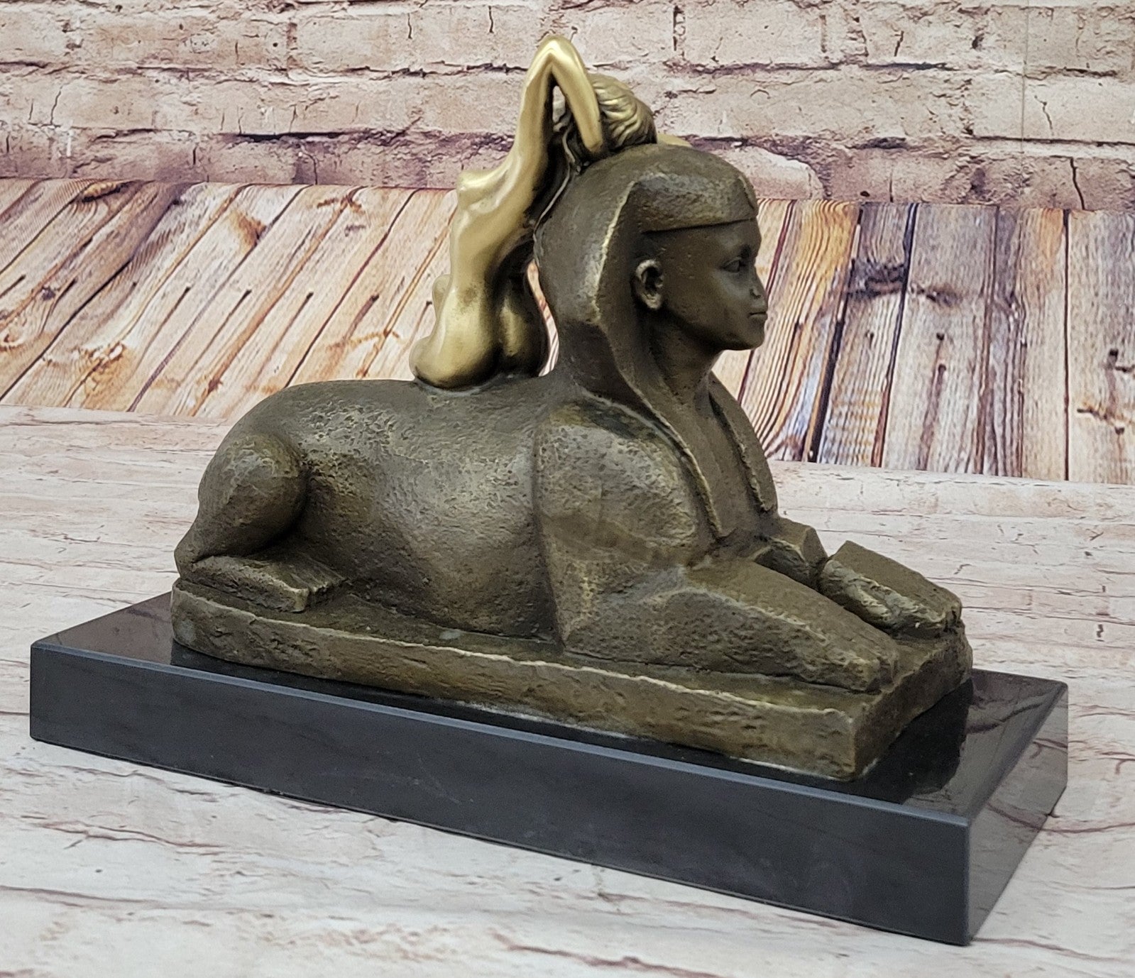 Handcrafted bronze sculpture Nude Myth  Creature Sphinx Famous Pyramid Egyptian