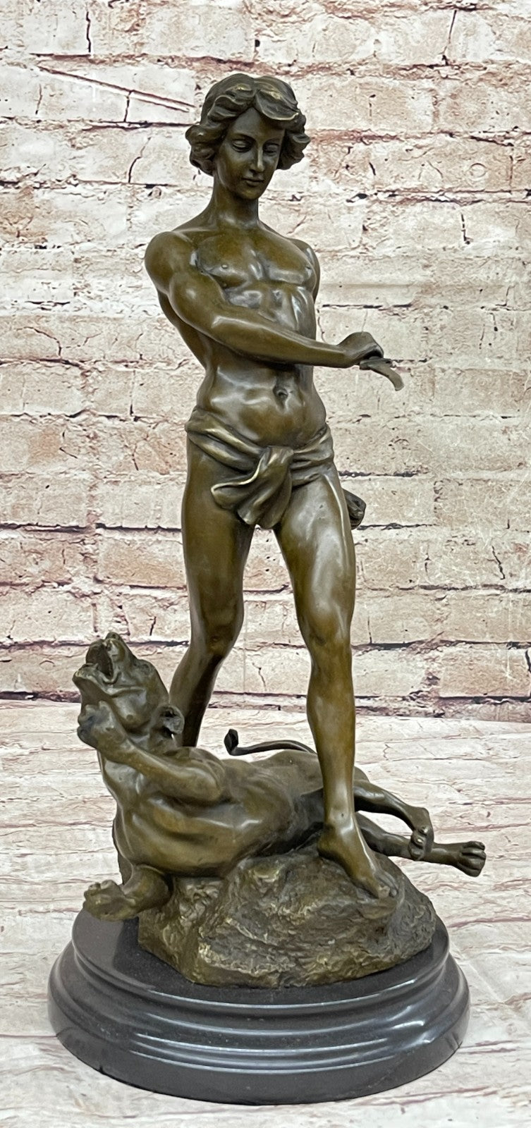 Handcrafted bronze sculpture SALE Mar Nude Semi Potet Loys By Leopard And Youth