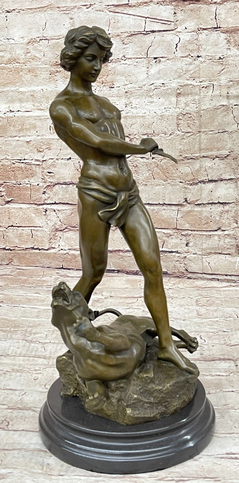 Handcrafted bronze sculpture SALE Mar Nude Semi Potet Loys By Leopard And Youth