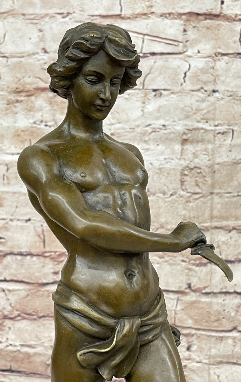 Handcrafted bronze sculpture SALE Mar Nude Semi Potet Loys By Leopard And Youth