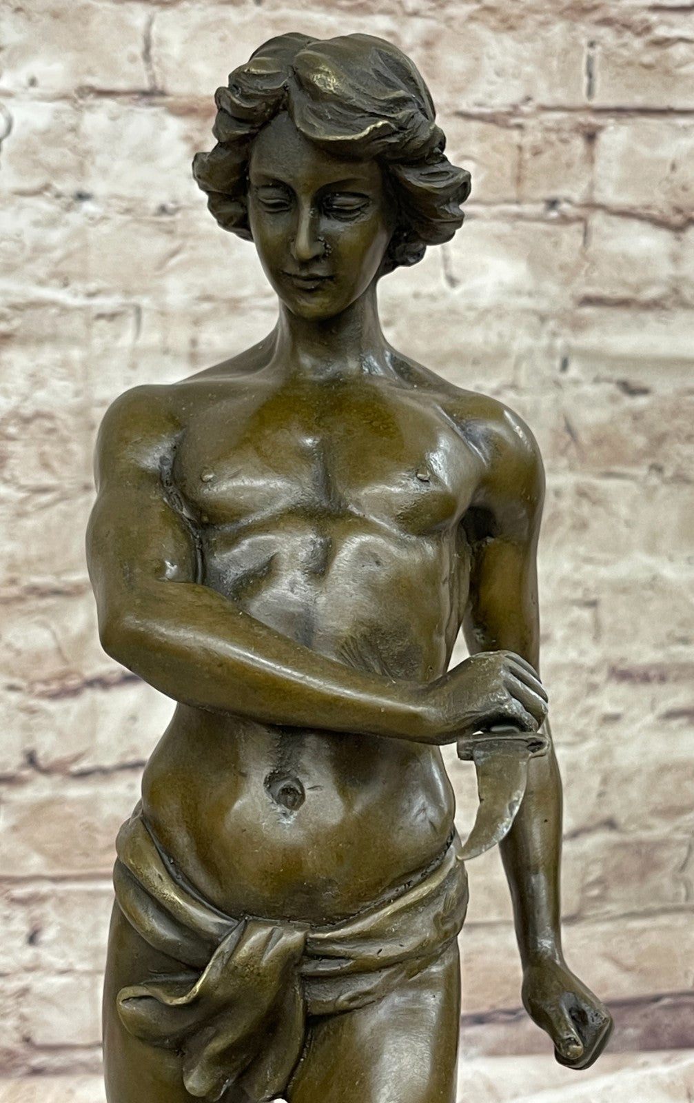 Handcrafted bronze sculpture SALE Mar Nude Semi Potet Loys By Leopard And Youth