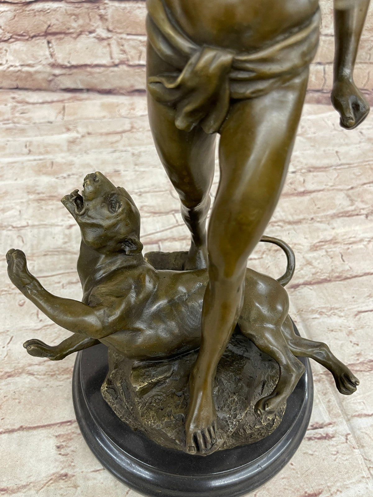 Handcrafted bronze sculpture SALE Mar Nude Semi Potet Loys By Leopard And Youth