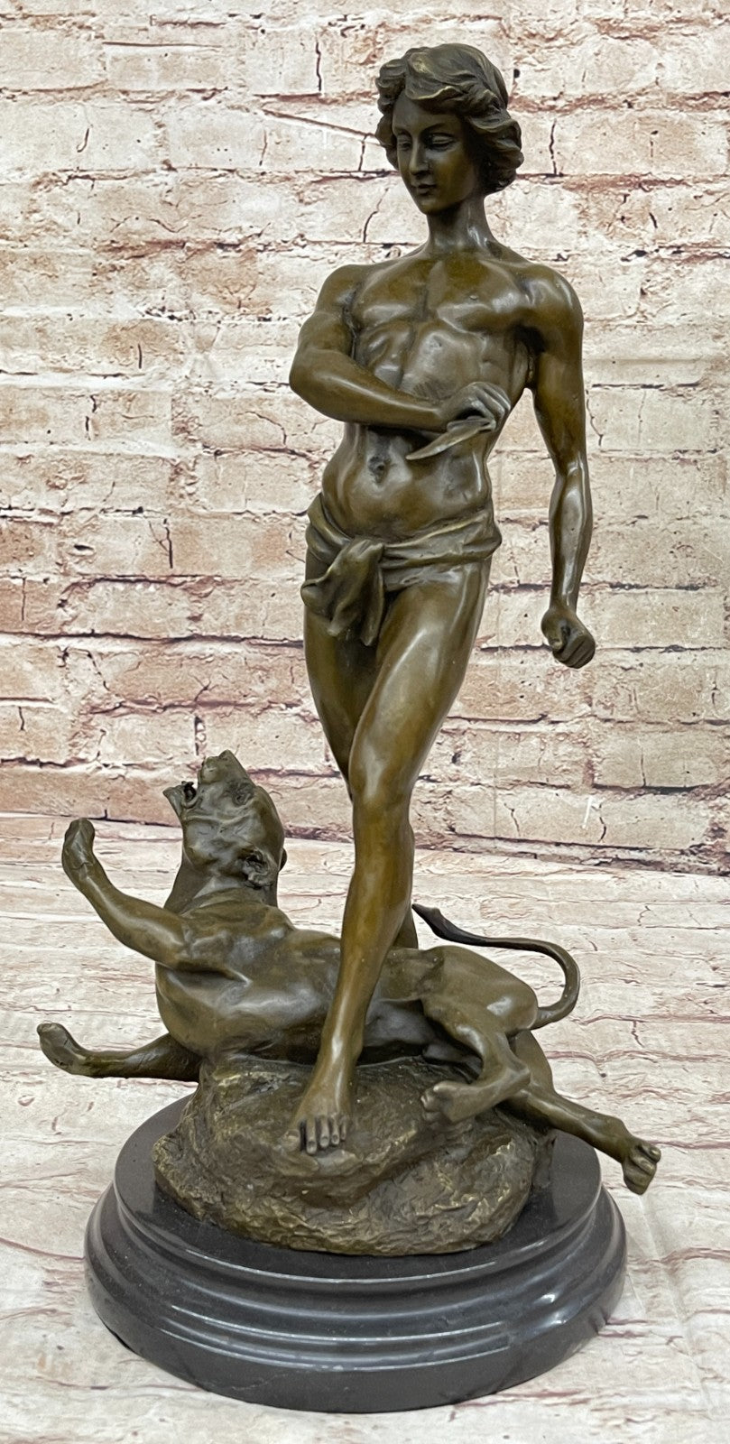 Handcrafted bronze sculpture SALE Mar Nude Semi Potet Loys By Leopard And Youth