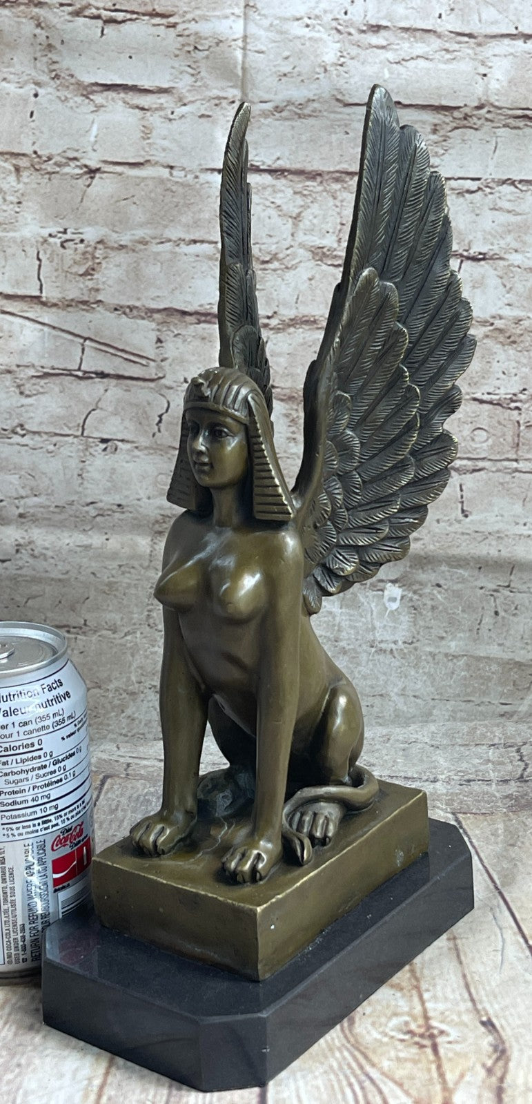 Bronze Sculpture Egyptian Nude Naked Sphinx by Italian Artist Vitaleh Hot Cast