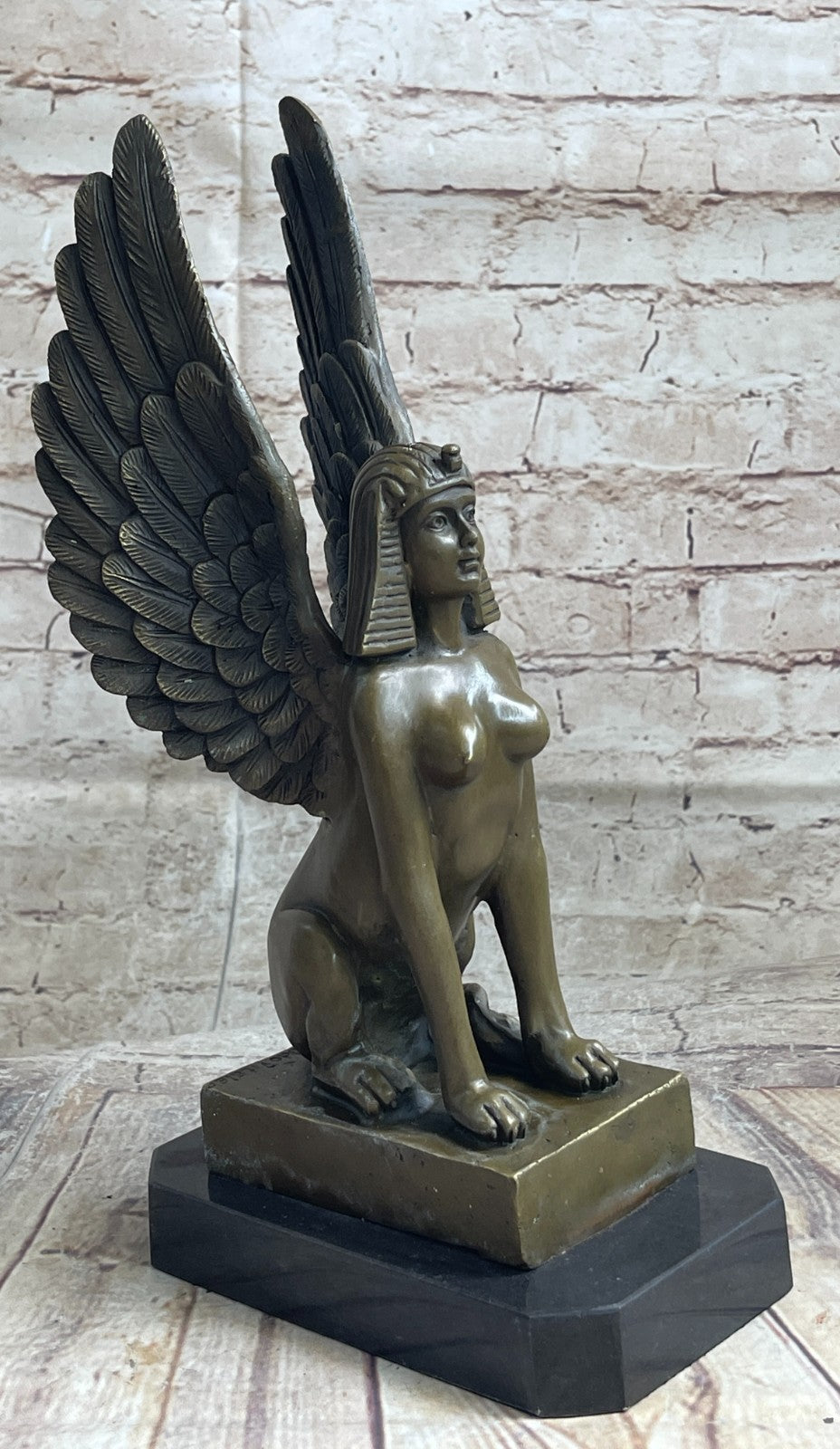 Bronze Sculpture Egyptian Nude Naked Sphinx by Italian Artist Vitaleh Hot Cast