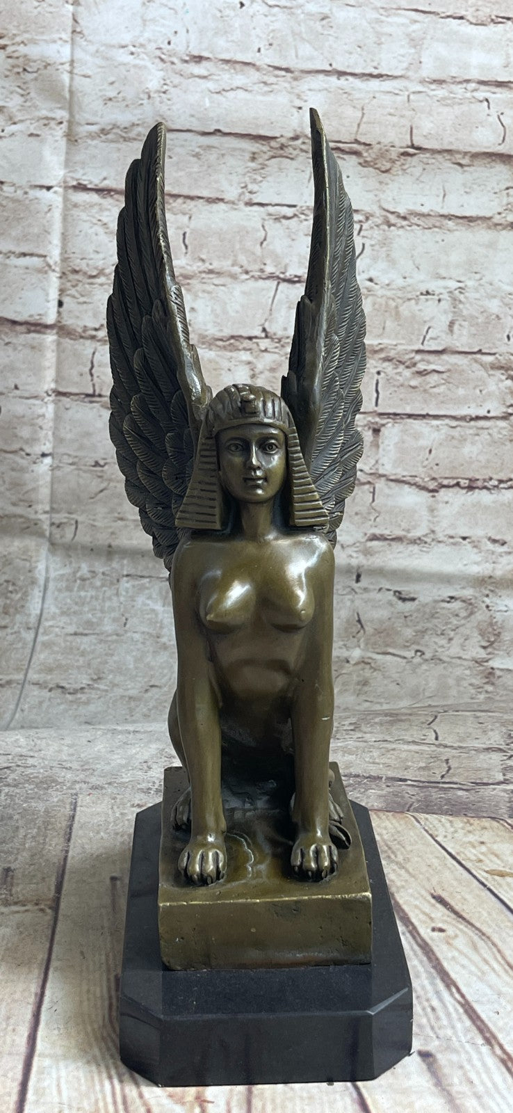 Bronze Sculpture Egyptian Nude Naked Sphinx by Italian Artist Vitaleh Hot Cast