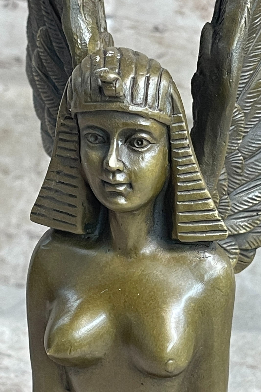 Bronze Sculpture Egyptian Nude Naked Sphinx by Italian Artist Vitaleh Hot Cast