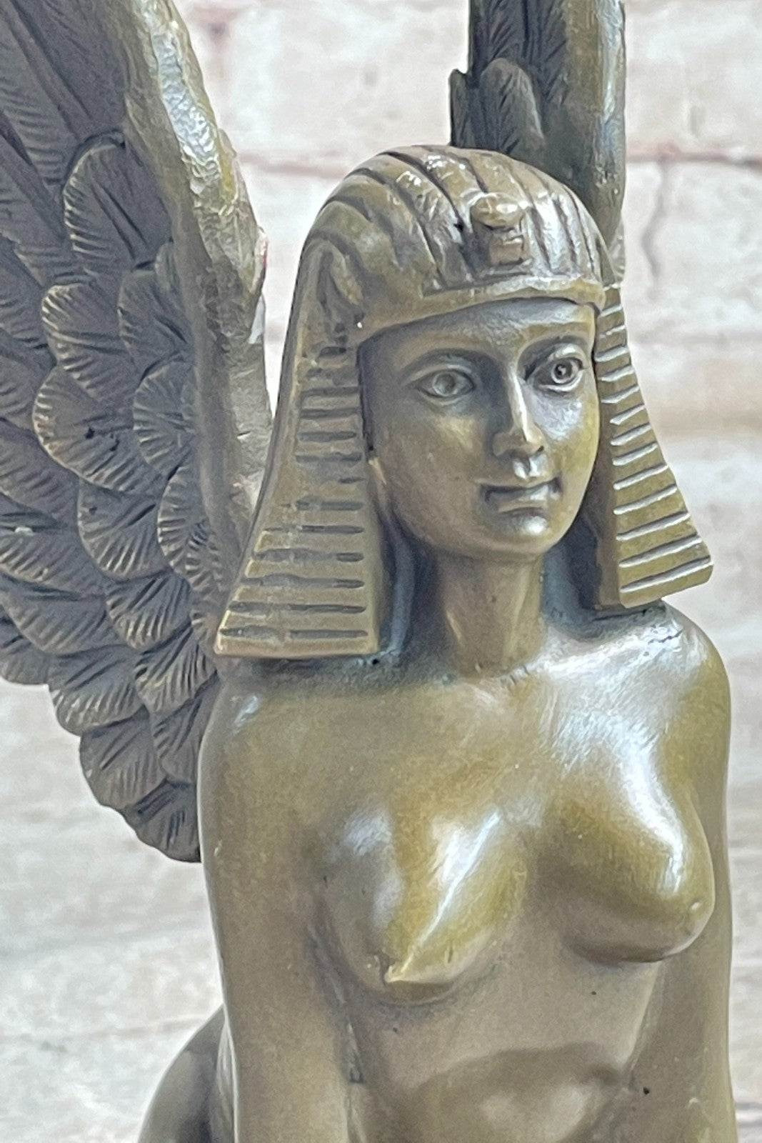 Bronze Sculpture Egyptian Nude Naked Sphinx by Italian Artist Vitaleh Hot Cast