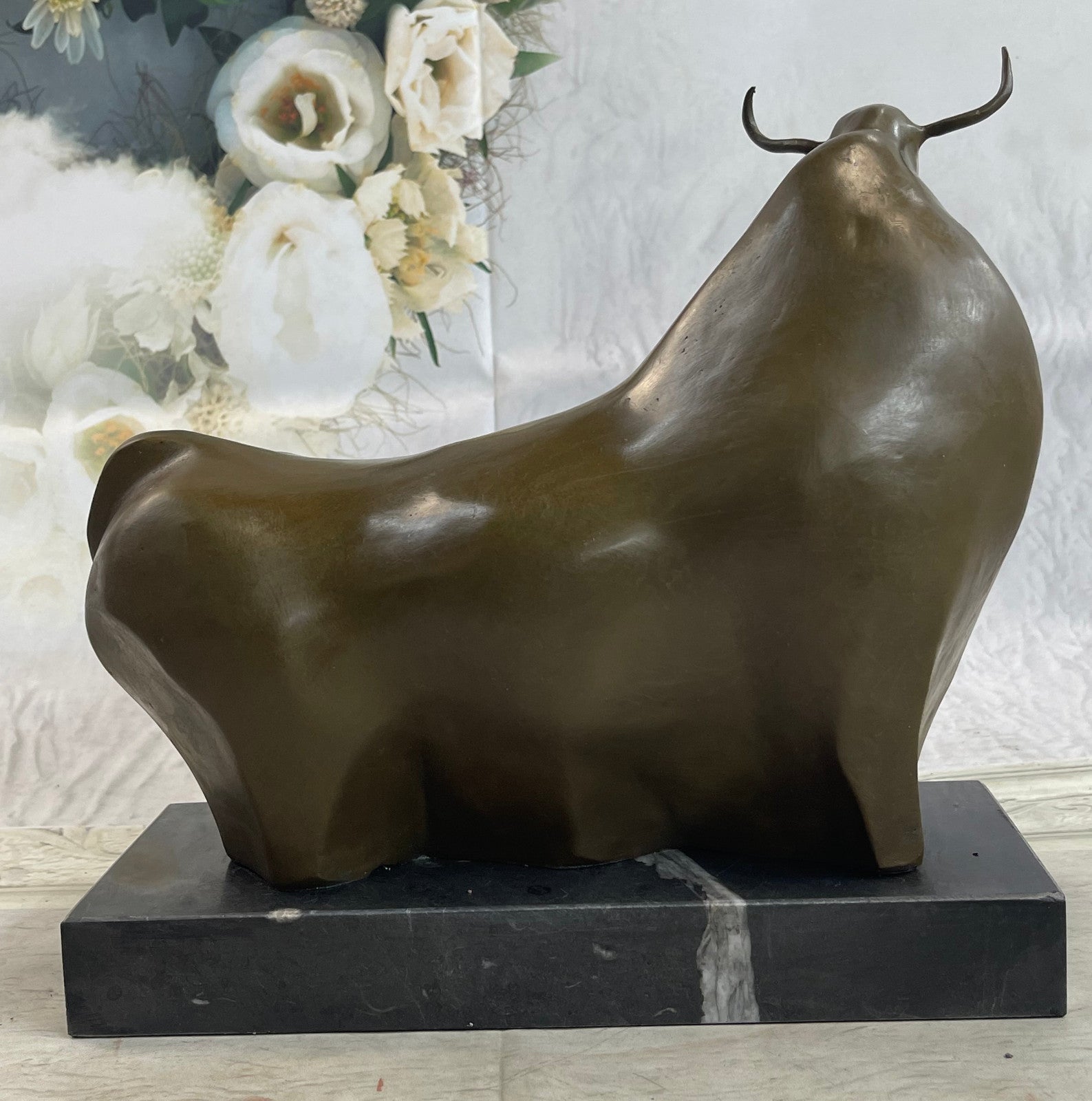 Bronze Sculpture Statue Large Fernando Botero Abstract Modern Bull Figurine NR