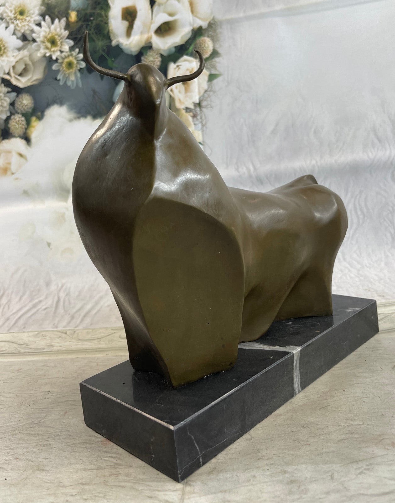 Bronze Sculpture Statue Large Fernando Botero Abstract Modern Bull Figurine NR