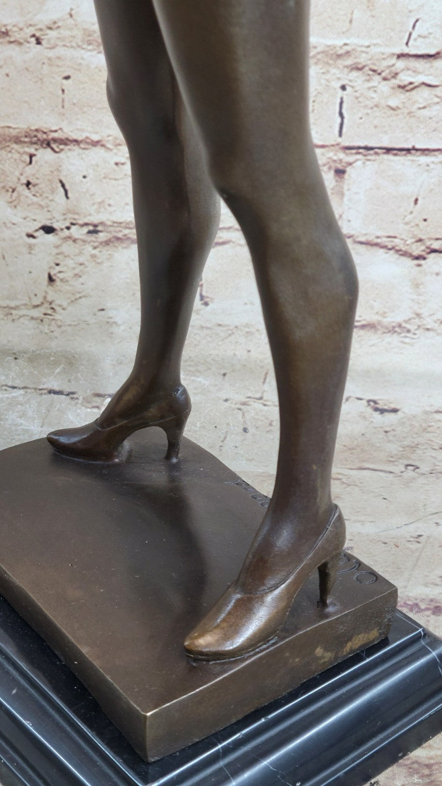 Signed High Quality Art Deco Bronze Nude Girl Marble Plinth Statue Hotcast Gift