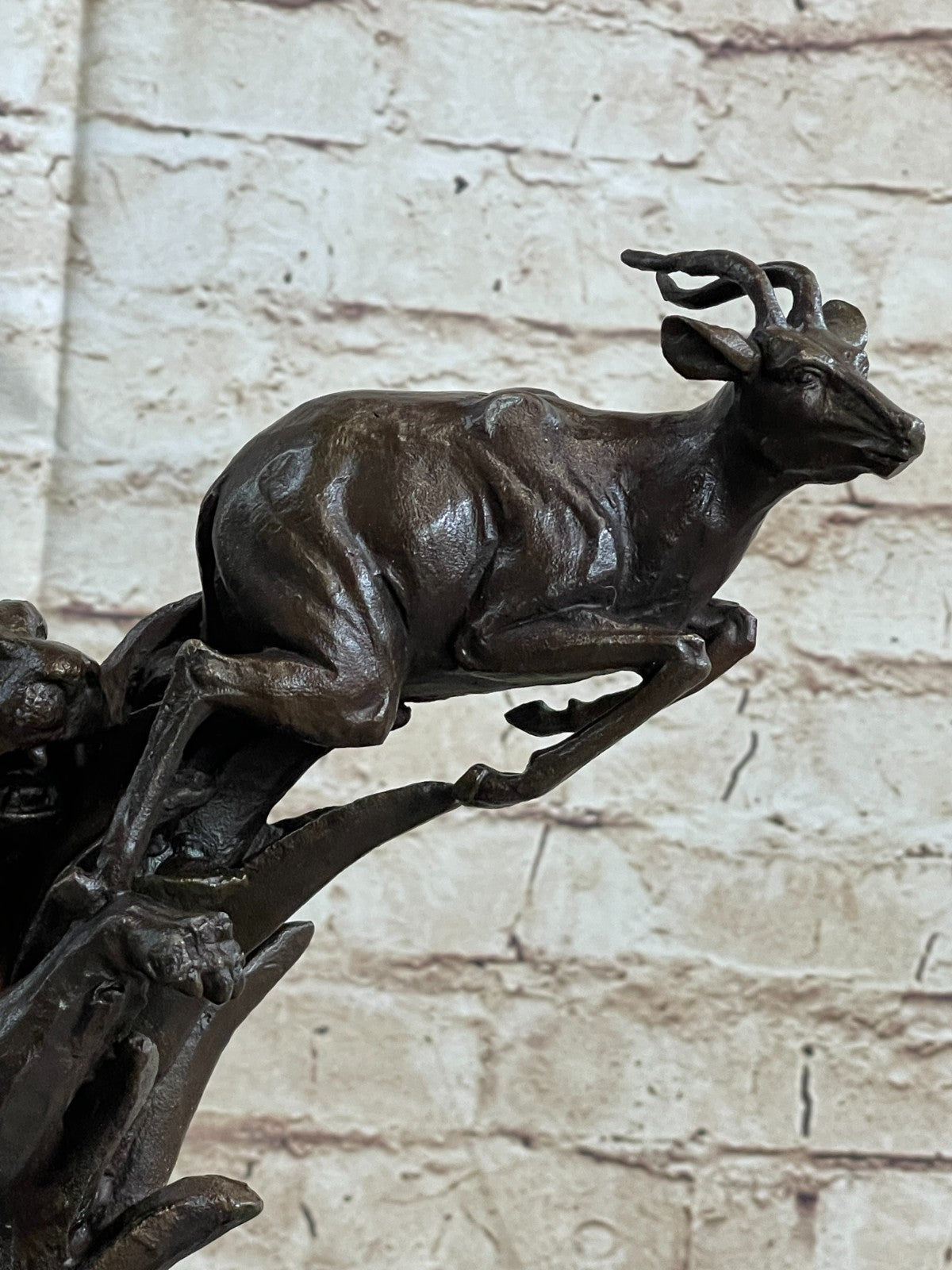 Confrontation between Mountain Lion and Gazelle Hot Cast Bronze Sculpture