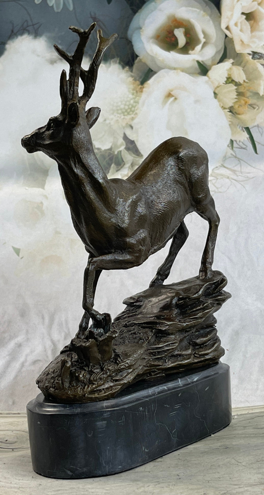 Bronze Gift collectible sculpture Majestic Bronze Deer Stag Buck Sculpture Figur